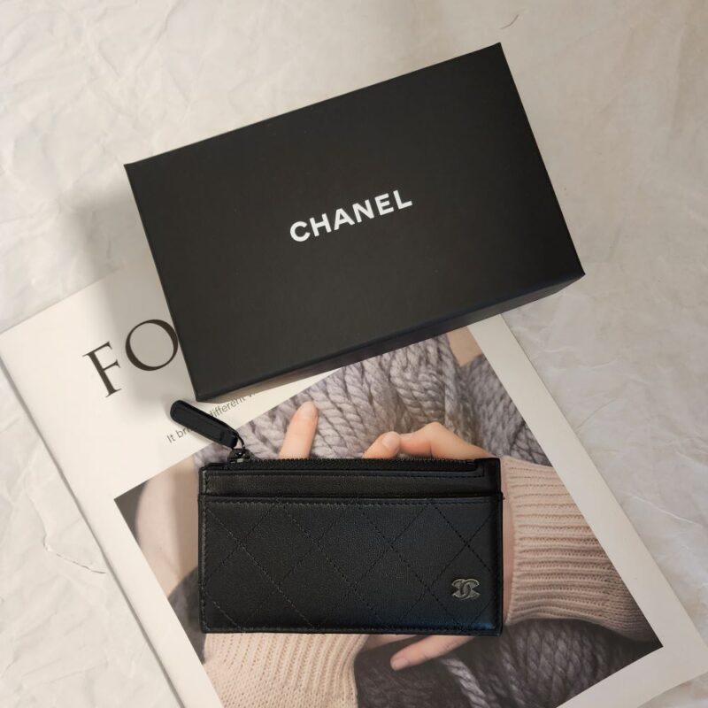 Chanel so black 新款一字零錢卡包