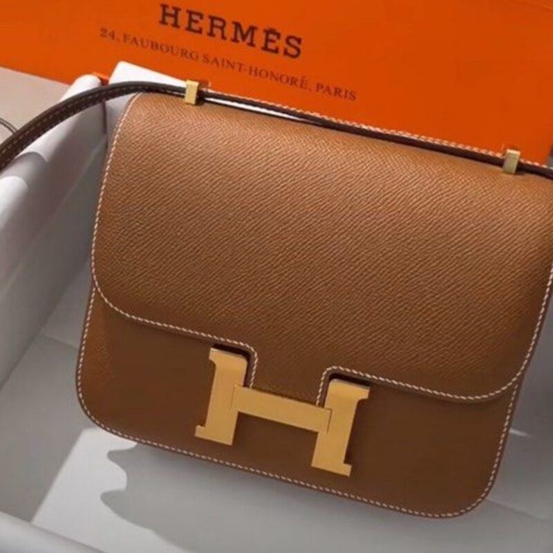 Hermes mini 康康金棕金B刻